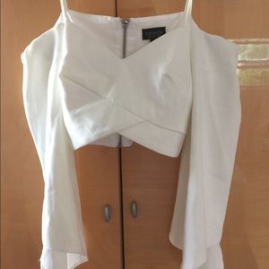 Topshop White Criss Cross Long Sleeve Top